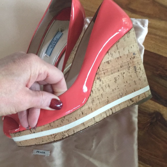 Prada coral wedges - Picture 3 of 8